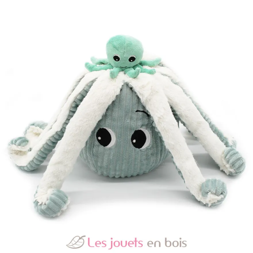 Peluche Ptipotos Pieuvre mint Filou - vert menthe - Les Déglingos