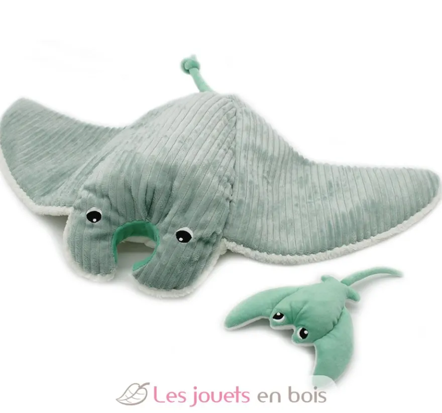 Peluche Ptipotos Raie manta et son bébé menthe - Les Déglingos