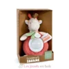 Peluche veilleuse girafe beige et rouge 15 cm - Doudou et Compagnie