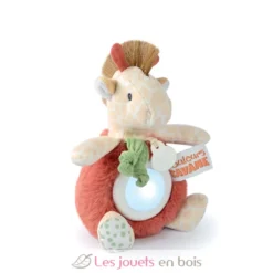 Peluche veilleuse girafe beige et rouge 15 cm - Doudou et Compagnie