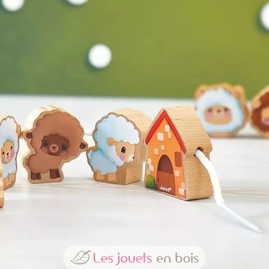 Perles à enfiler Moutons - Janod