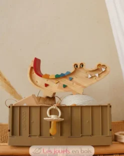 Petite Lampe Veilleuse Crocodile bois naturel - Little Lights