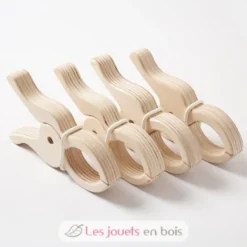 4 pinces géantes en bois naturel - Speelbelovend