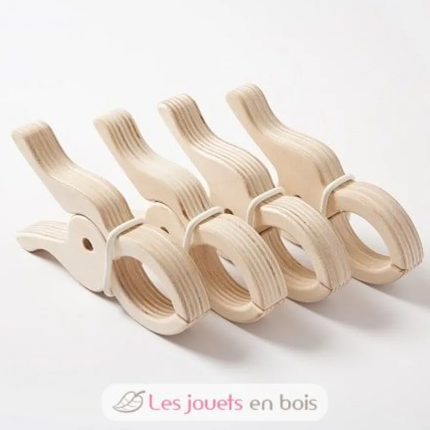 4 pinces géantes en bois naturel - Speelbelovend