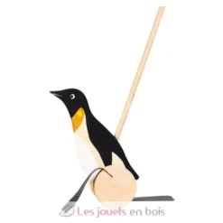 Pingouin à pousser en bois noir - Goki