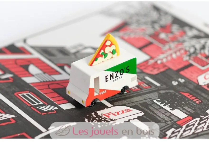 Pizza Van vert, blanc et rouge - Candylab