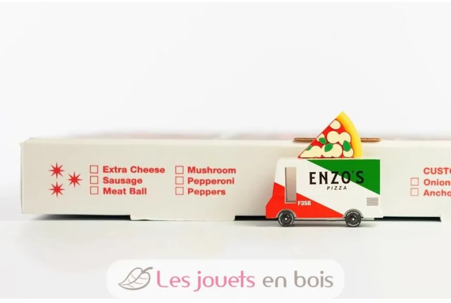 Pizza Van vert, blanc et rouge - Candylab