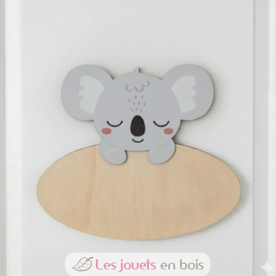 Plaque de porte en bois personnalisable Koala - Vintiun
