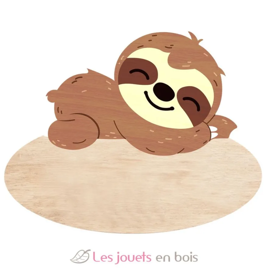 Plaque de porte en bois personnalisable Paresseux - Vintiun