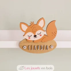 Plaque de porte en bois personnalisable Renard - Vintiun