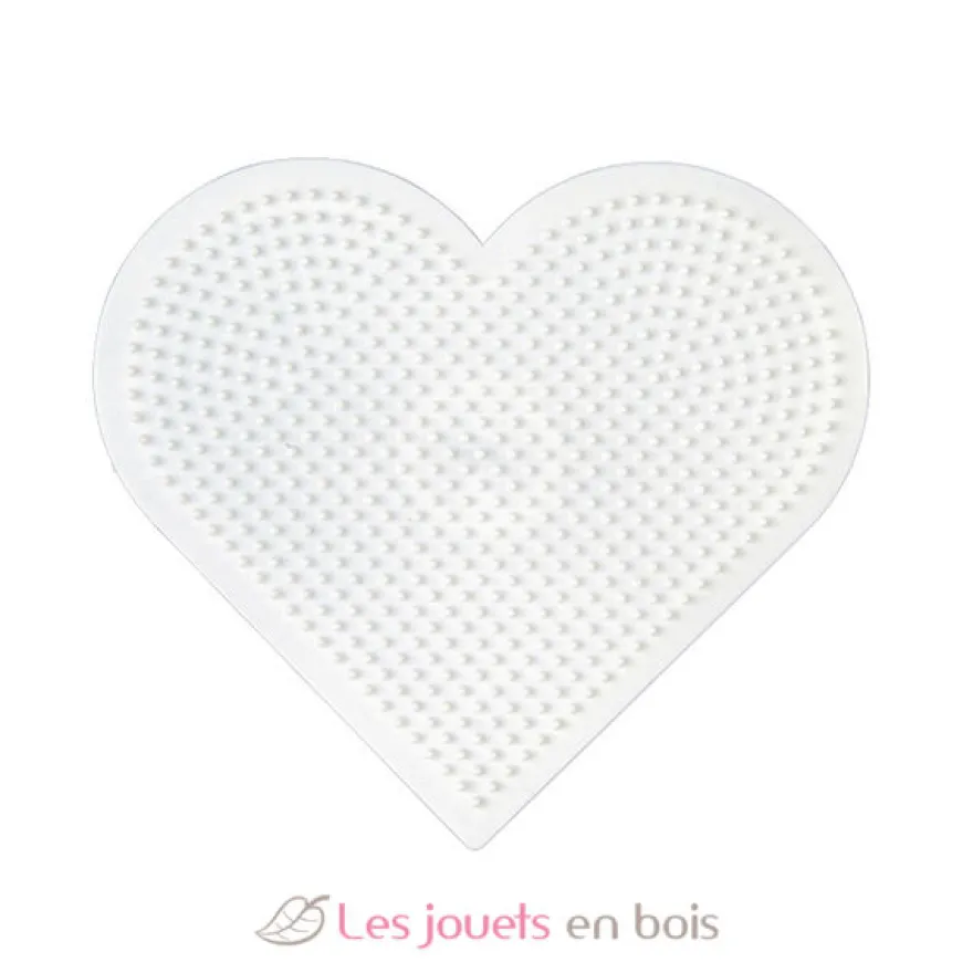 Plaque grand cœur perles plastique Midi blanche - Hama