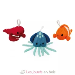 3 éponges de bain animaux marins - Janod