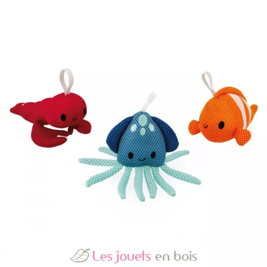 3 éponges de bain animaux marins - Janod