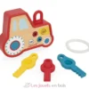 Porte-clés tracteur sonore et lumineux - Bois et silicone - Janod
