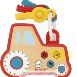 Porte-clés tracteur sonore et lumineux - Bois et silicone - Janod