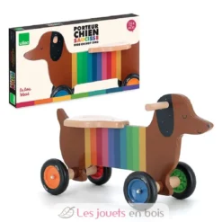 Porteur en bois chien multicolore - Vilac