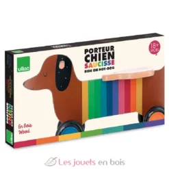 Porteur en bois chien multicolore - Vilac