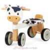Porteur en bois vache blanche et noire - Bigjigs Toys