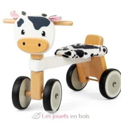 Porteur en bois vache blanche et noire - Bigjigs Toys