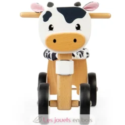 Porteur en bois vache blanche et noire - Bigjigs Toys