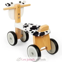 Porteur en bois vache blanche et noire - Bigjigs Toys