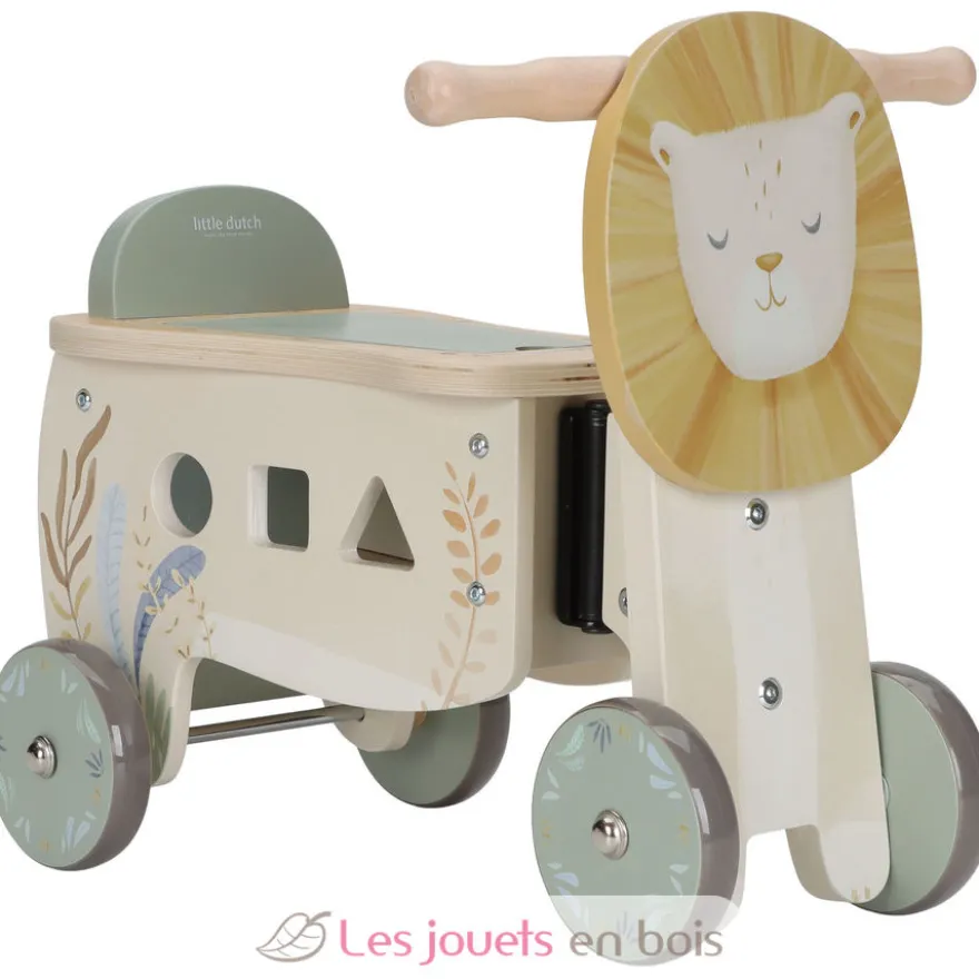 Porteur lion en bois avec formes à encastrer - Little Dutch