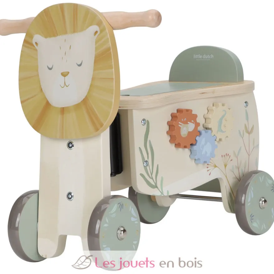Porteur lion en bois avec formes à encastrer - Little Dutch