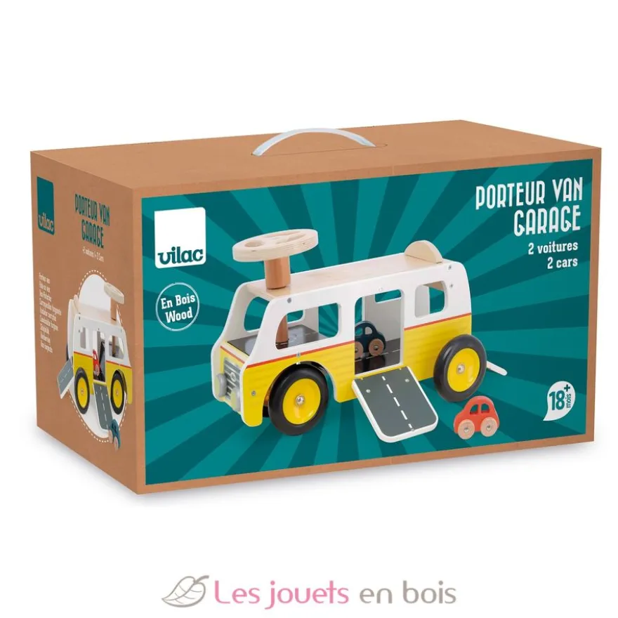Porteur Van garage en bois - Dès 18 mois - Vilac