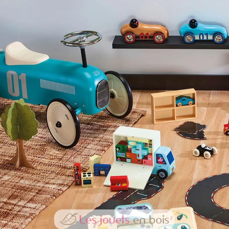 Porteur voiture vintage bleu aqua - Vilac