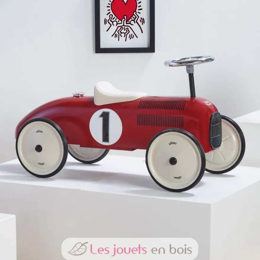 Porteur voiture vintage rouge et crème - Vilac