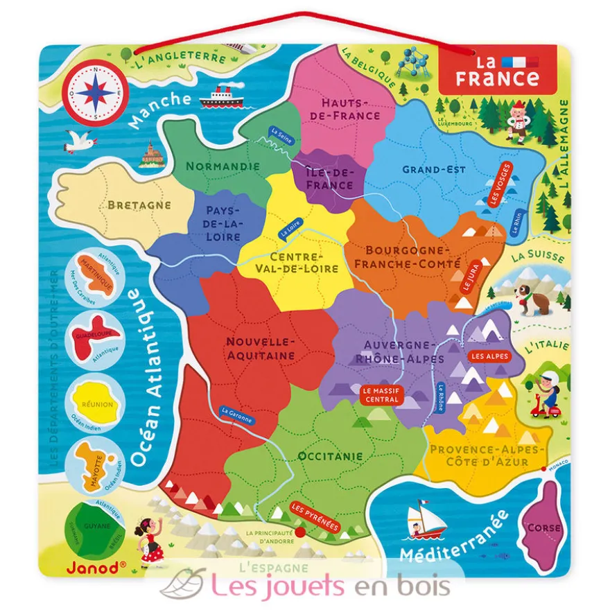 Puzzle carte de France magnétique - Janod