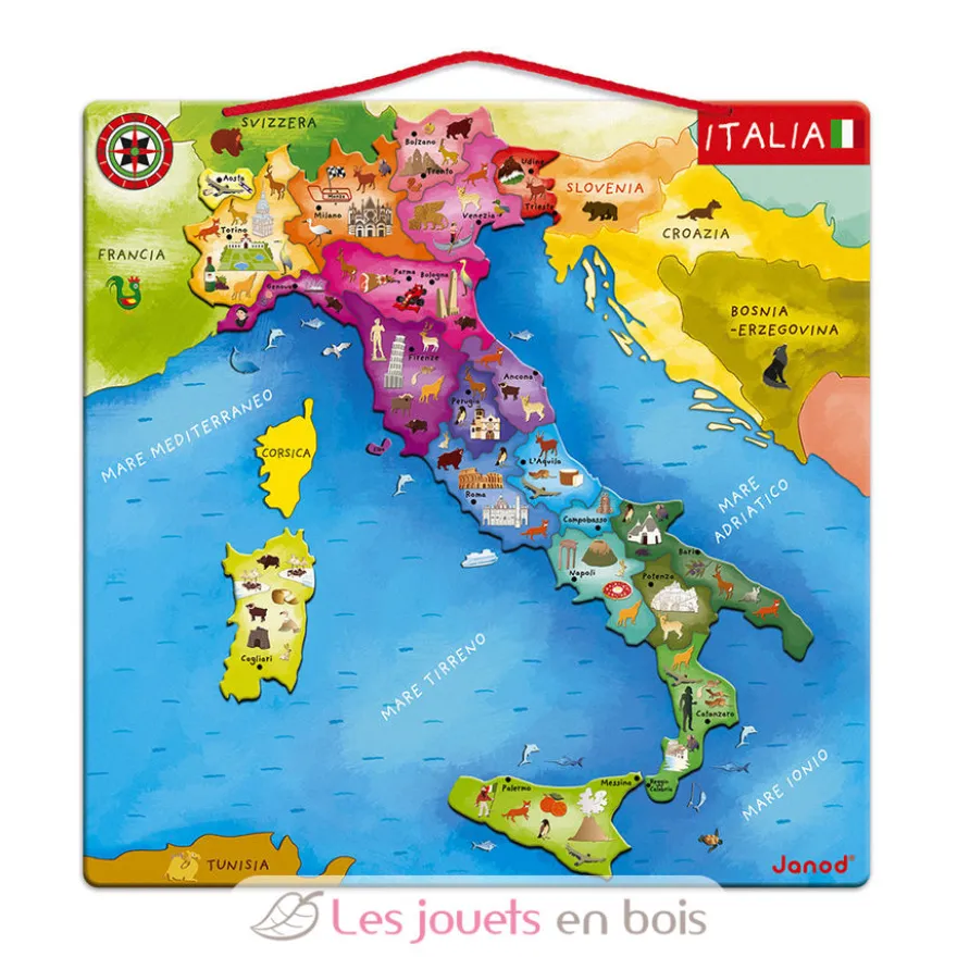 Puzzle carte d'Italie magnétique - Janod