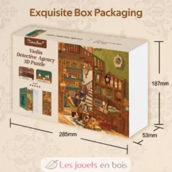 Puzzle 3D Agence de détectives Violin en bois - Book Nook - Tonecheer