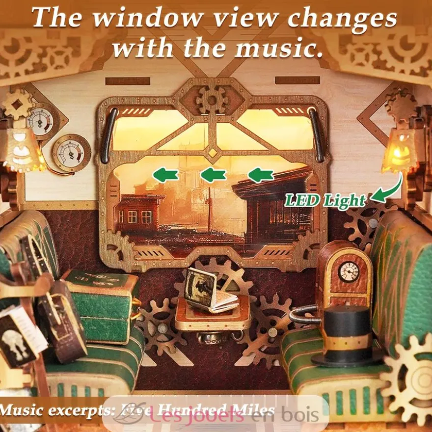 Puzzle 3D Fantaisie vapeur en bois - Book Nook - Tonecheer
