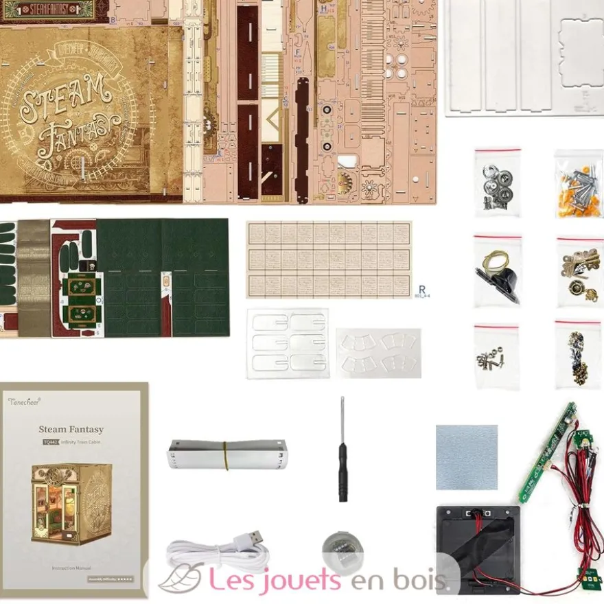 Puzzle 3D Fantaisie vapeur en bois - Book Nook - Tonecheer