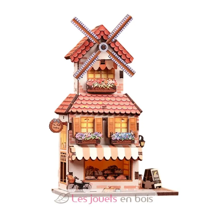 Puzzle 3D La boulangerie du moulin en bois - Mini Book Nook - Cartartem