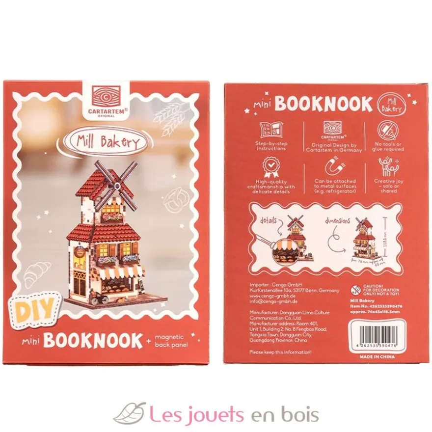 Puzzle 3D La boulangerie du moulin en bois - Mini Book Nook - Cartartem