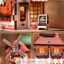 Puzzle 3D La boulangerie du moulin en bois - Mini Book Nook - Cartartem