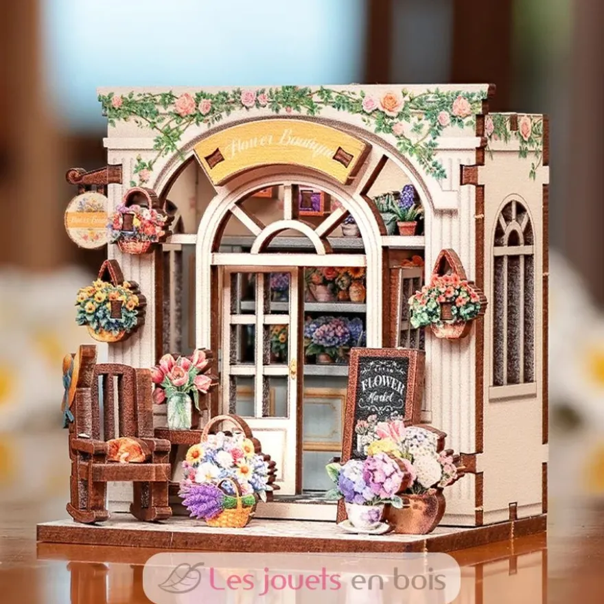 Puzzle 3D La boutique de fleurs en bois - Mini Book Nook - Cartartem