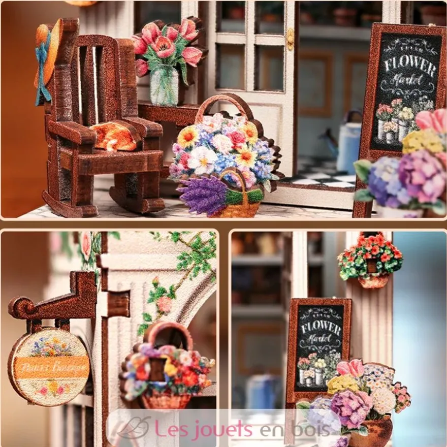 Puzzle 3D La boutique de fleurs en bois - Mini Book Nook - Cartartem