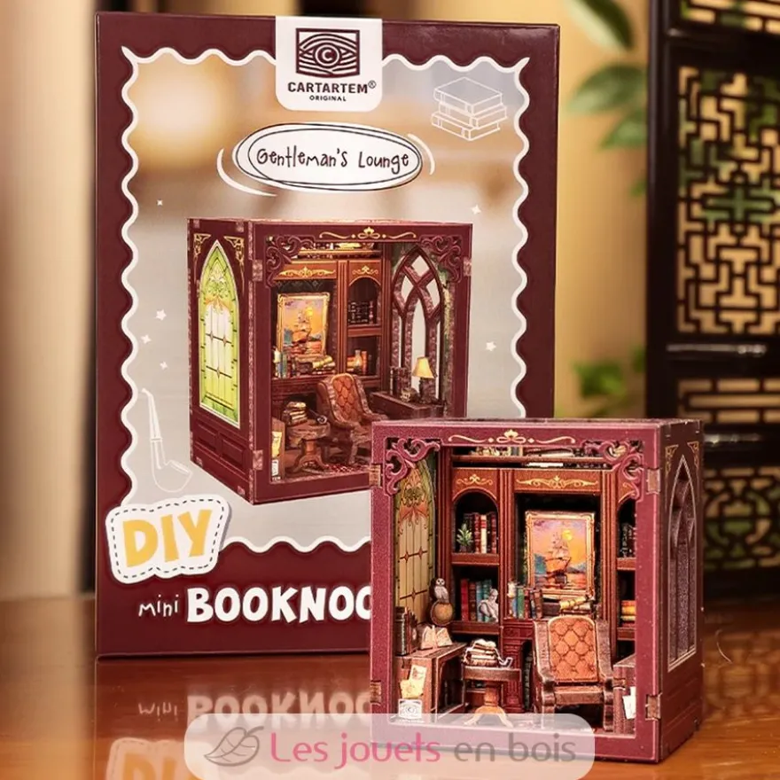 Puzzle 3D Le salon du gentleman en bois - Mini Book Nook - Cartartem