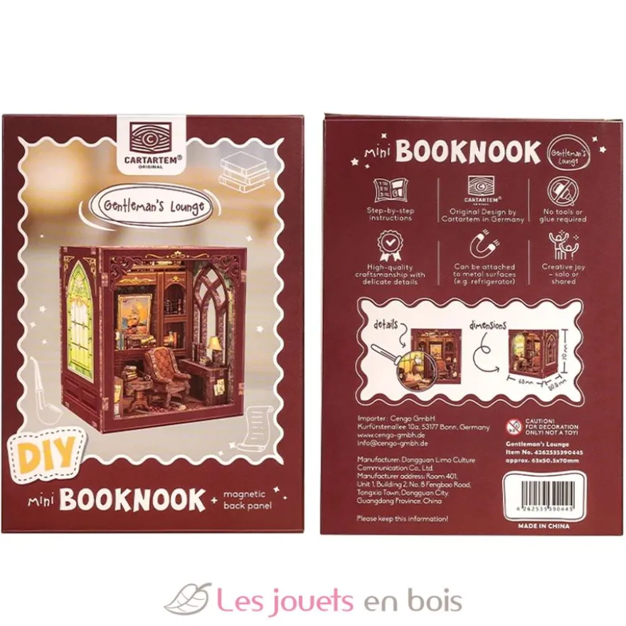 Puzzle 3D Le salon du gentleman en bois - Mini Book Nook - Cartartem