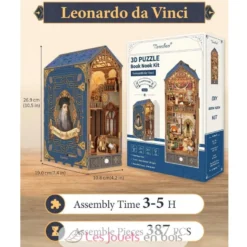 Puzzle 3D Léonard de Vinci en bois - Book Nook - Tonecheer