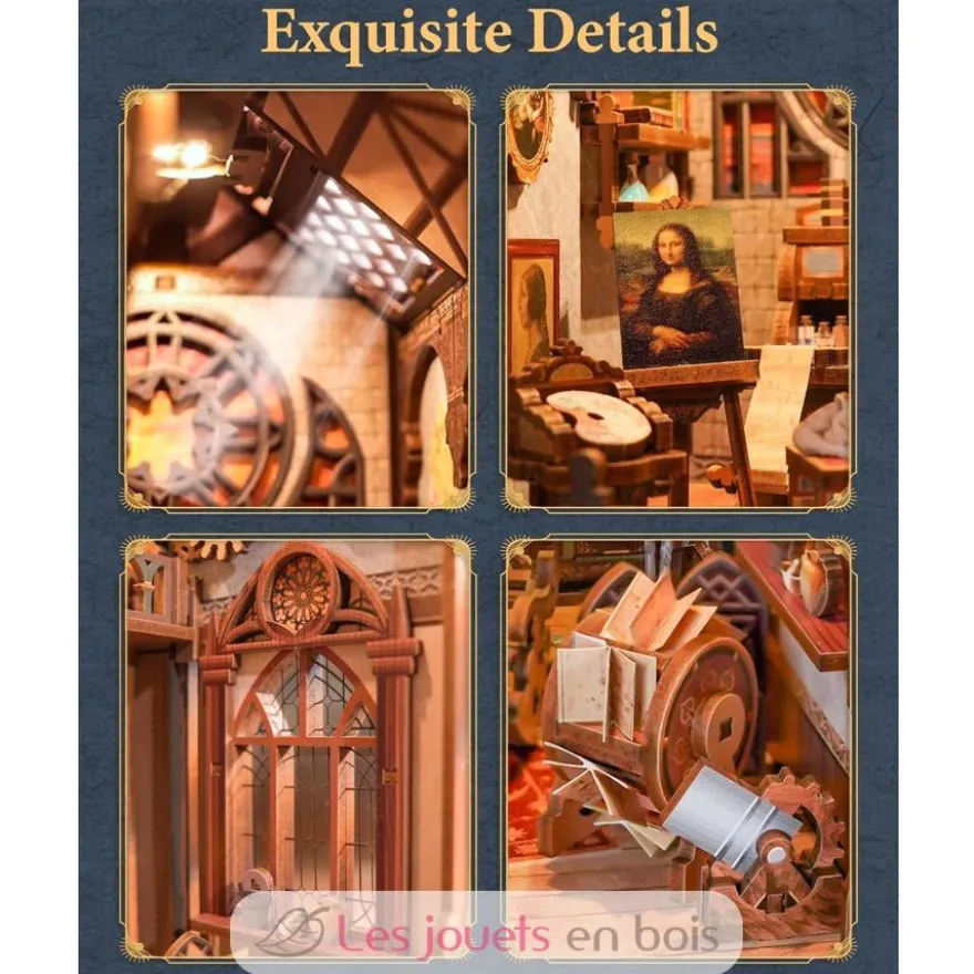 Puzzle 3D Léonard de Vinci en bois - Book Nook - Tonecheer