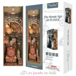 Puzzle 3D L'ère de la vapeur en bois - Book Nook - Tonecheer