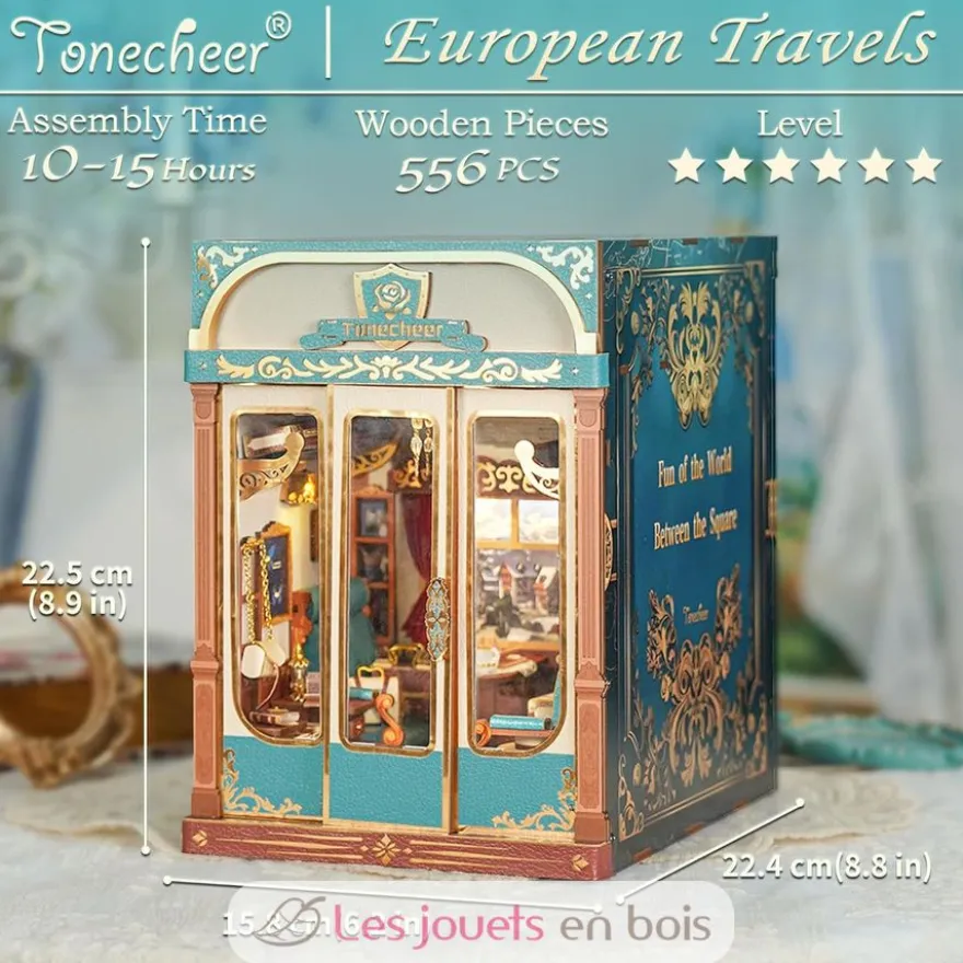 Puzzle 3D Voyages en Europe en bois - Book Nook - Tonecheer