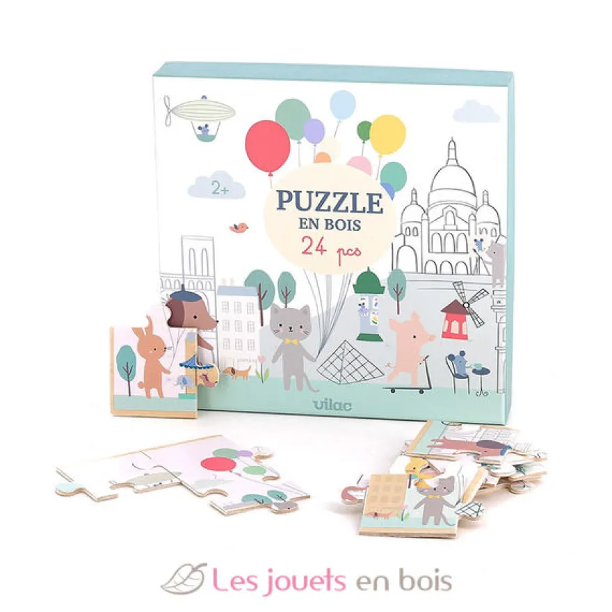 Puzzle en bois Escapade à Paris 24 pcs - Vilac