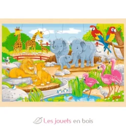 Puzzle en bois réversible ferme et zoo 24 pièces - Goki