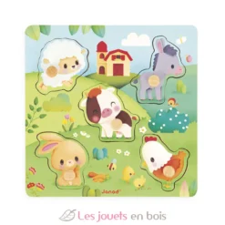 Puzzle en bois tactile Ferme 5 pcs - Janod