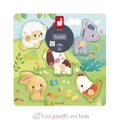 Puzzle en bois tactile Ferme 5 pcs - Janod